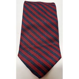 Kenneth Gordon Necktie Woven Italy NWT Red/Navy Woven Diagonal New Orleans Silk